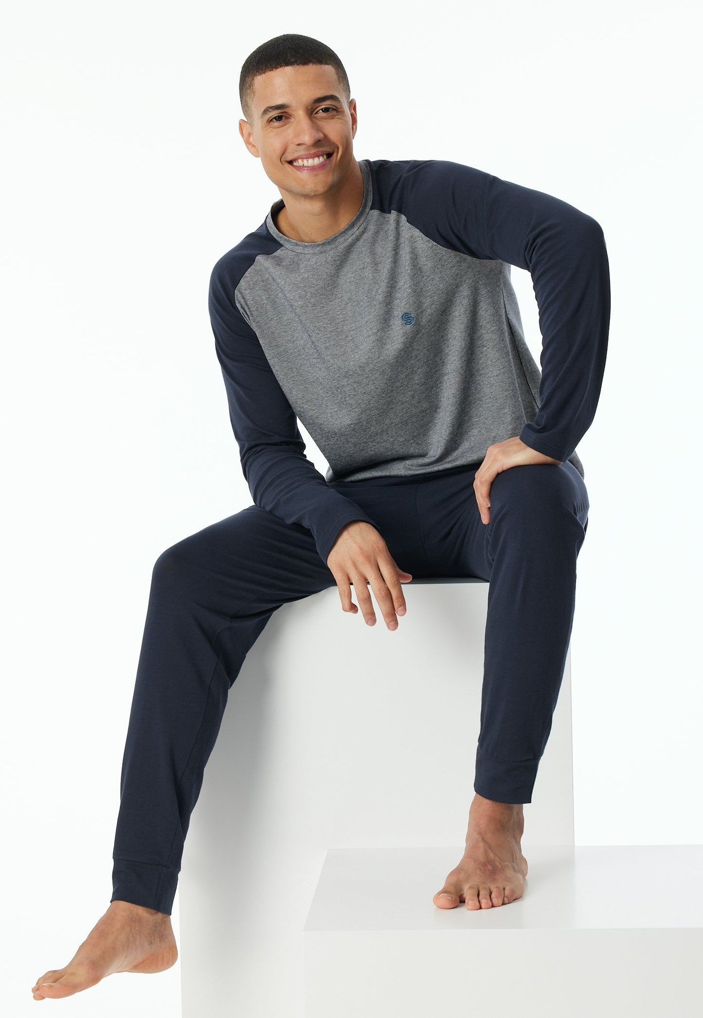Schlafanzug lang (Nachtblau)