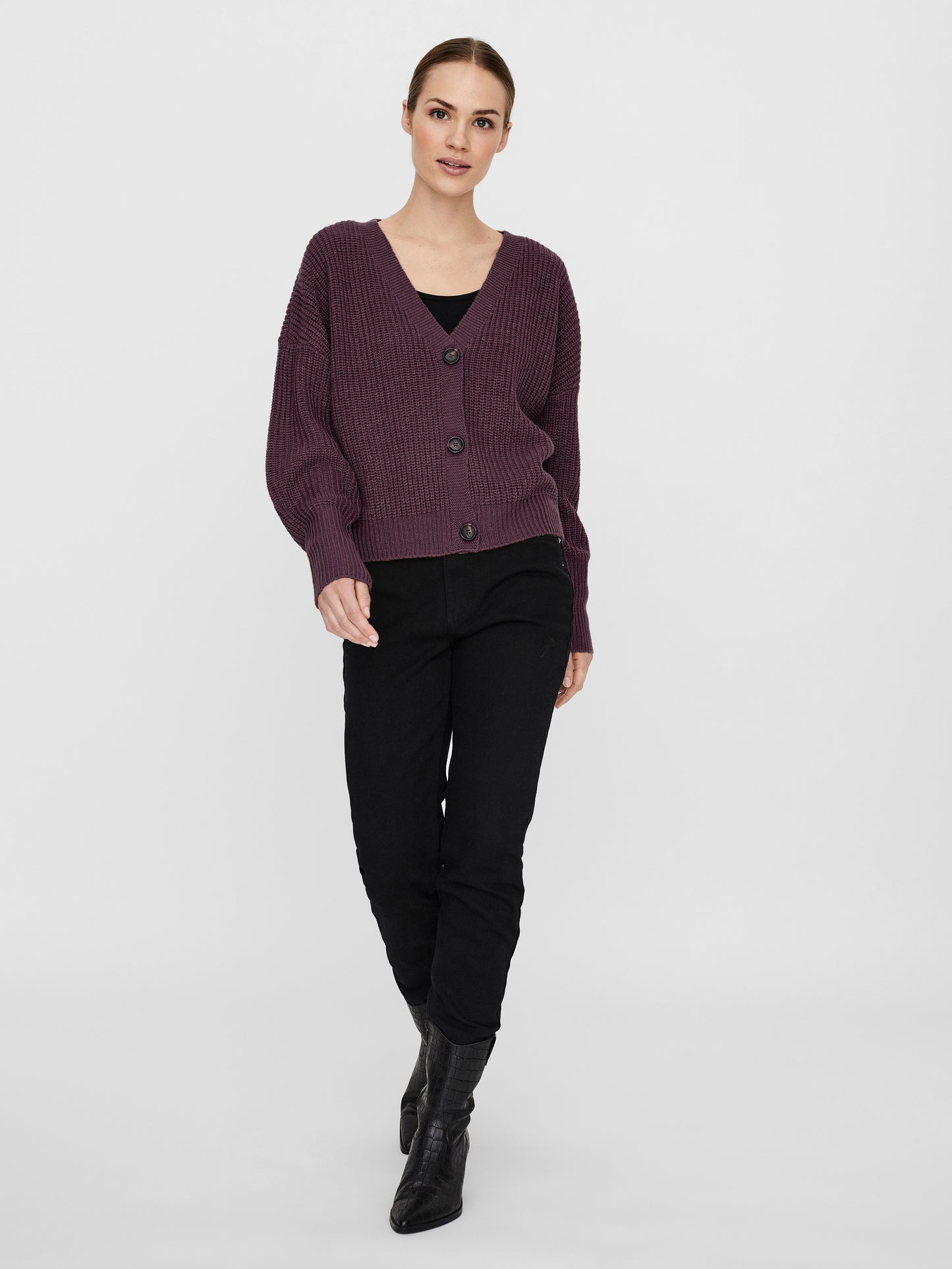 Vmlea Ls V-neck Cuff Cardigan Noos (Winetasting)