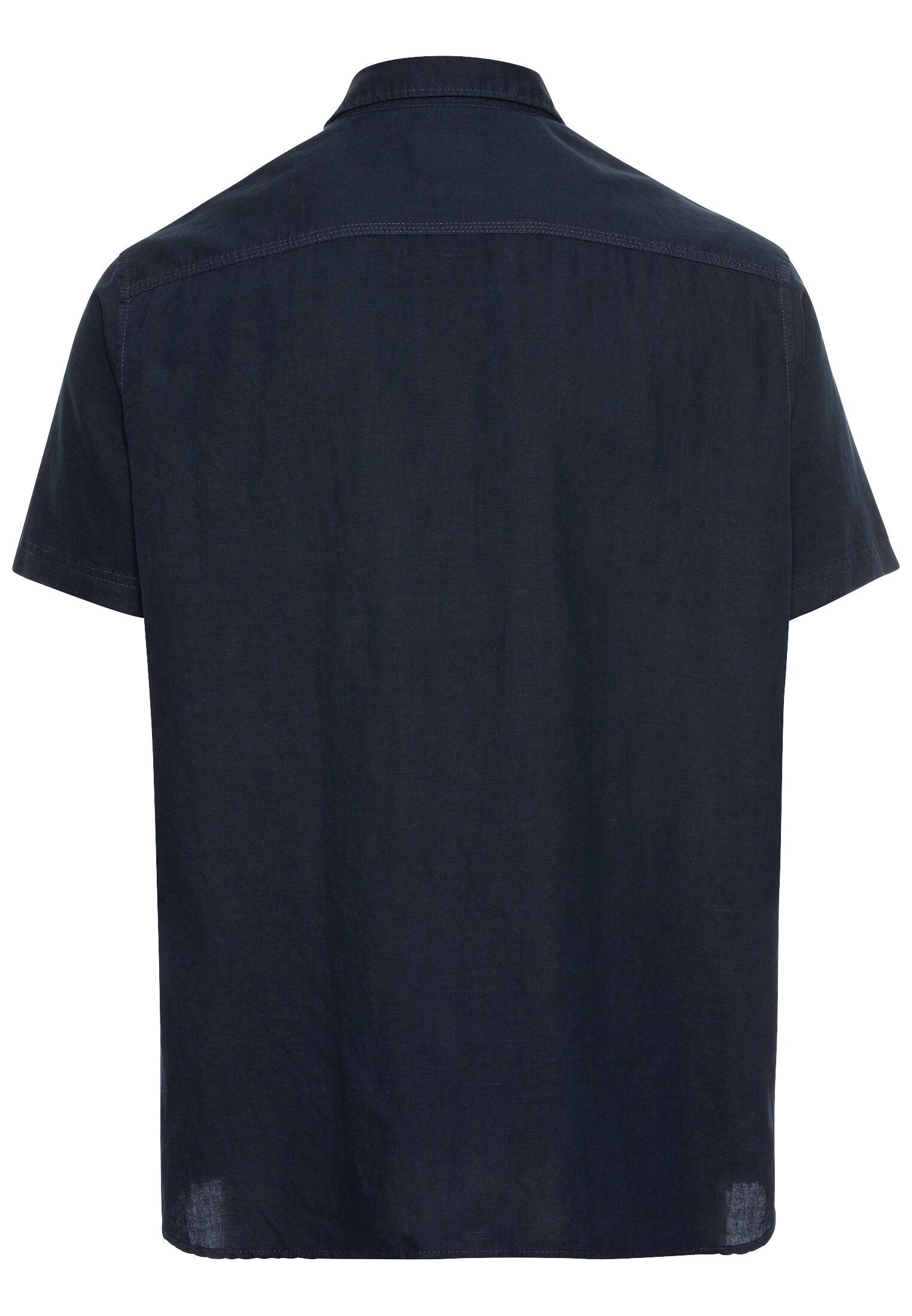 Kurzarm Hemd aus einem Leinen-Baumwoll-Mix (Night Blue)