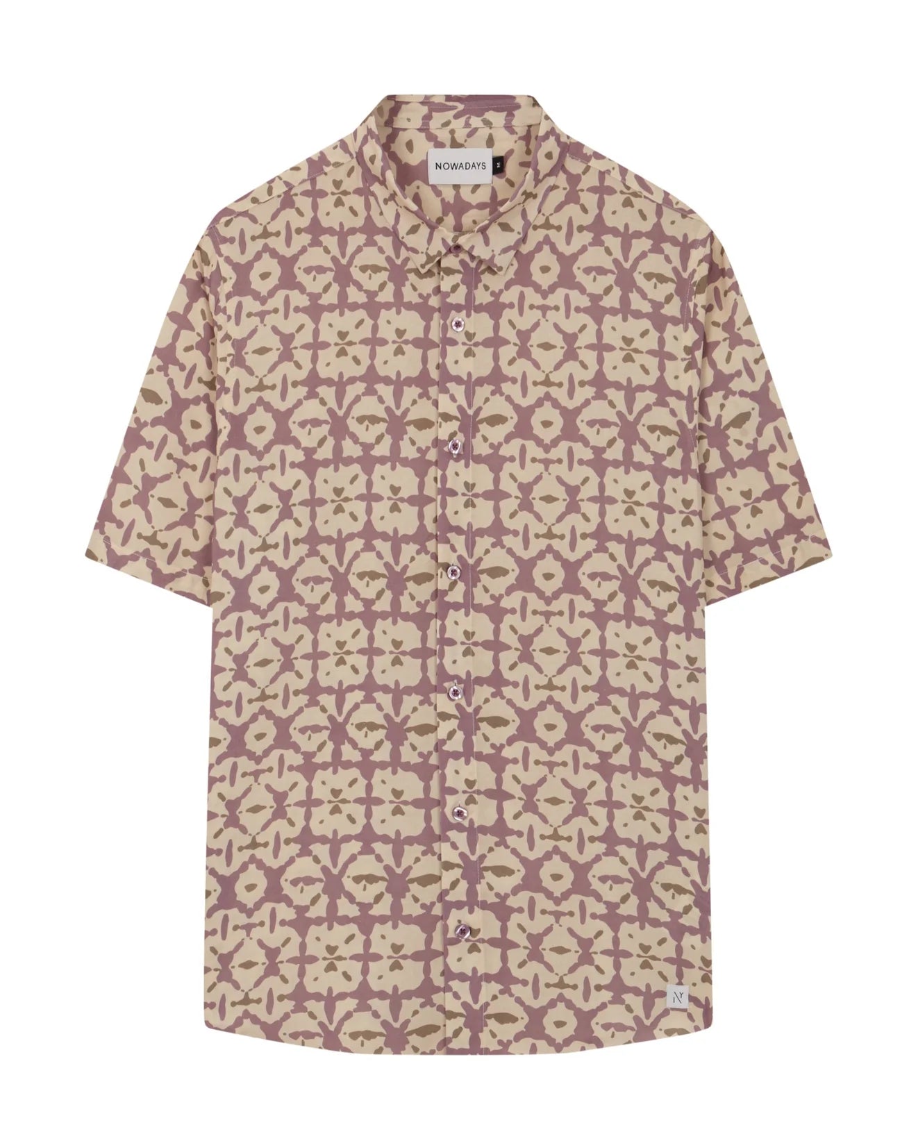 tile print viscose shirt