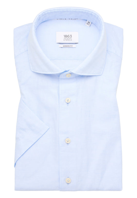 Linen Shirt Twill Kurzarm (Hellblau)