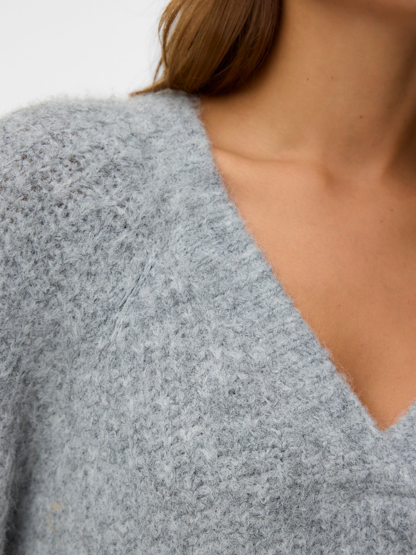 Vmnovah Rib Ls V-neck Pullover (Medium Grey M)