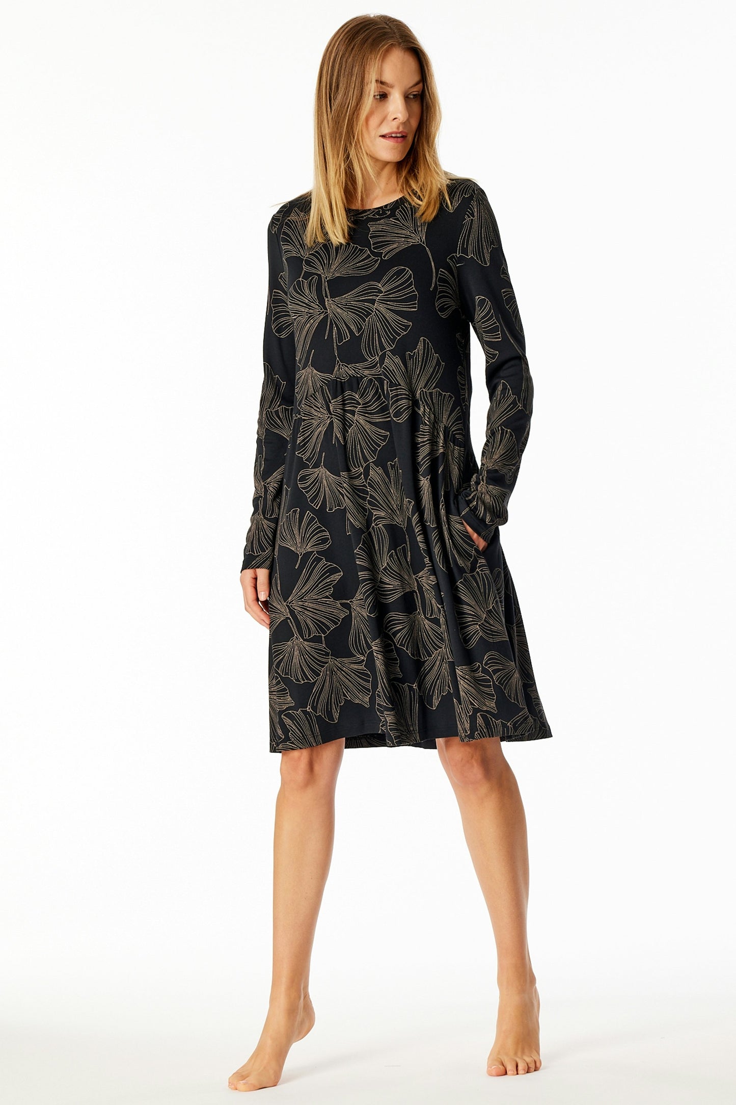 Nachthemd langarm, 95cm (Schwarz)