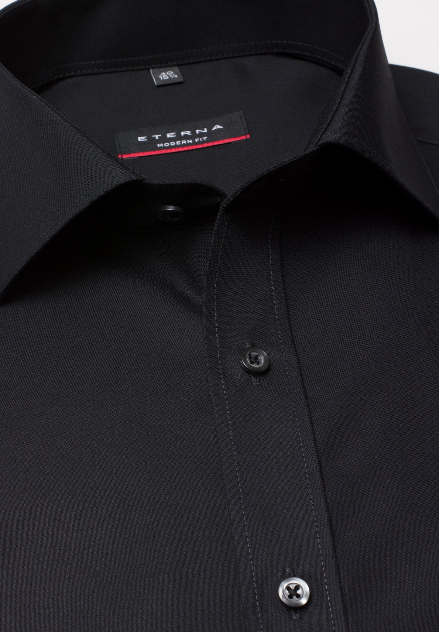 ETERNA unifarbenes Popeline-Hemd MODERN FIT (Schwarz)