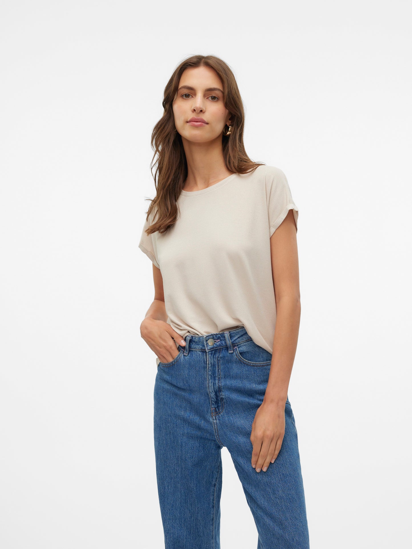 Vmlava Glitter Ss Top Stripe Ga (Oatmeal/go)