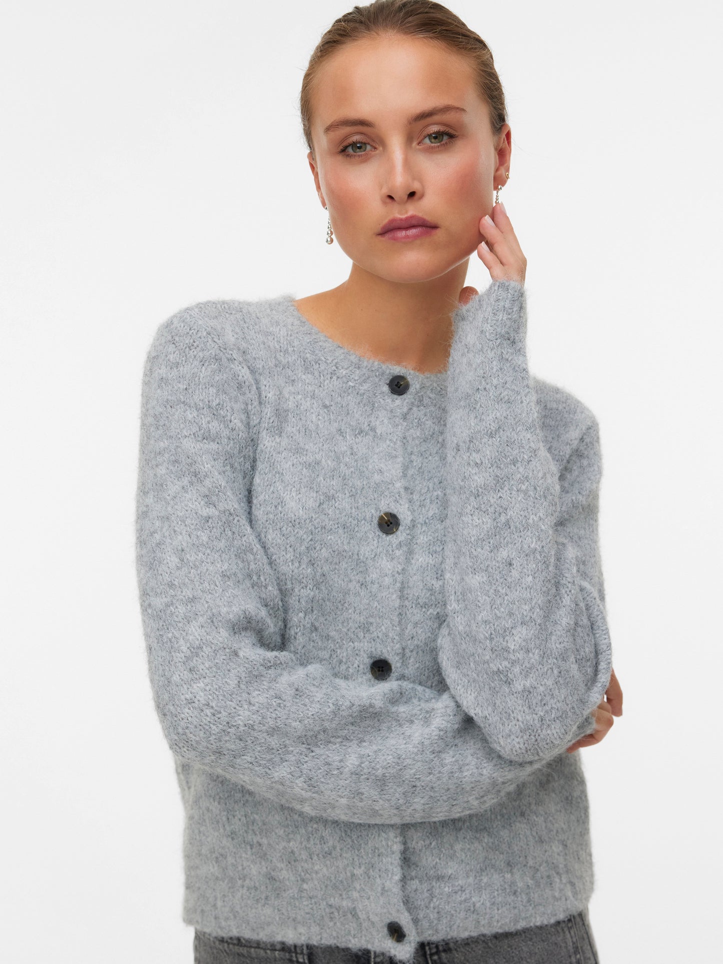 Vmnovah Ls O-neck Button Cardi Ga Noos (Medium Grey M)
