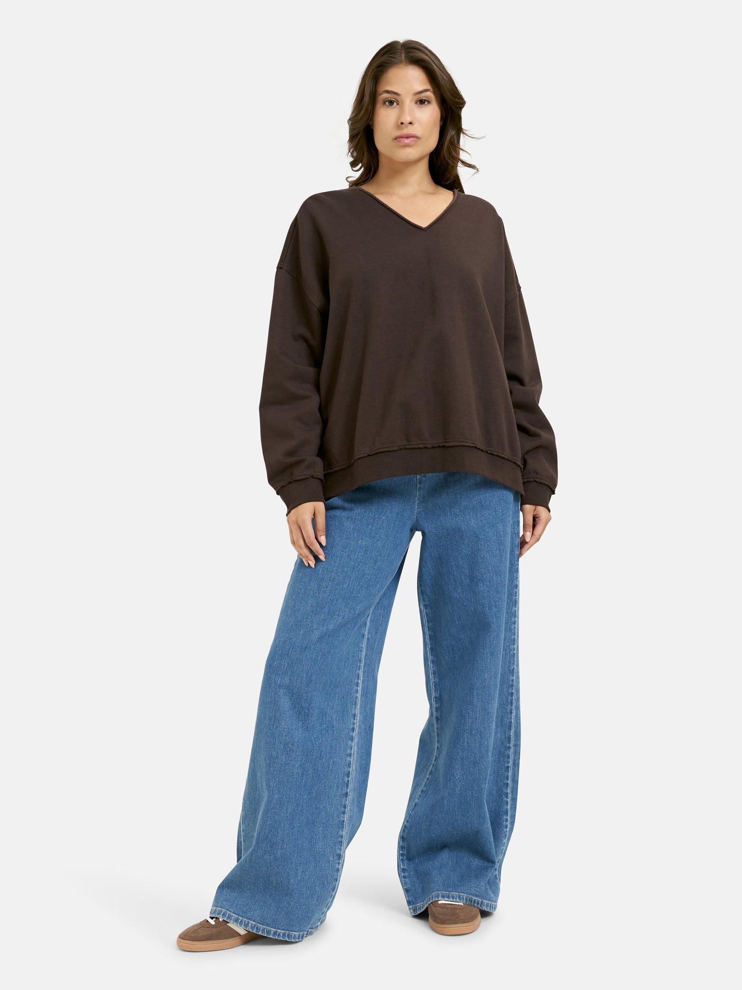 Oversize Sweatshirt Open Edges Vn (Choco)