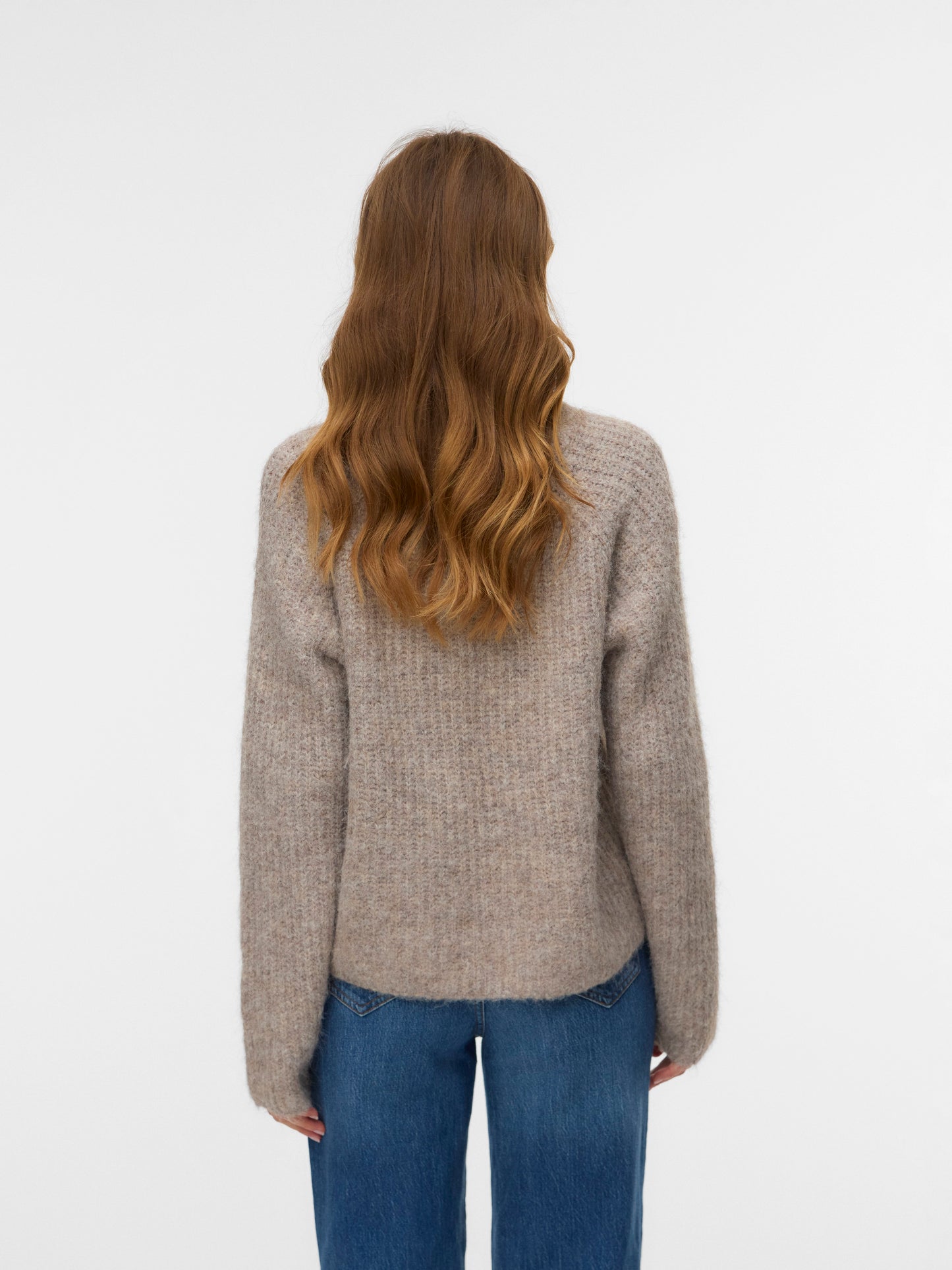 Vmnovah Rib Ls V-neck Pullover (Fossil/mel)