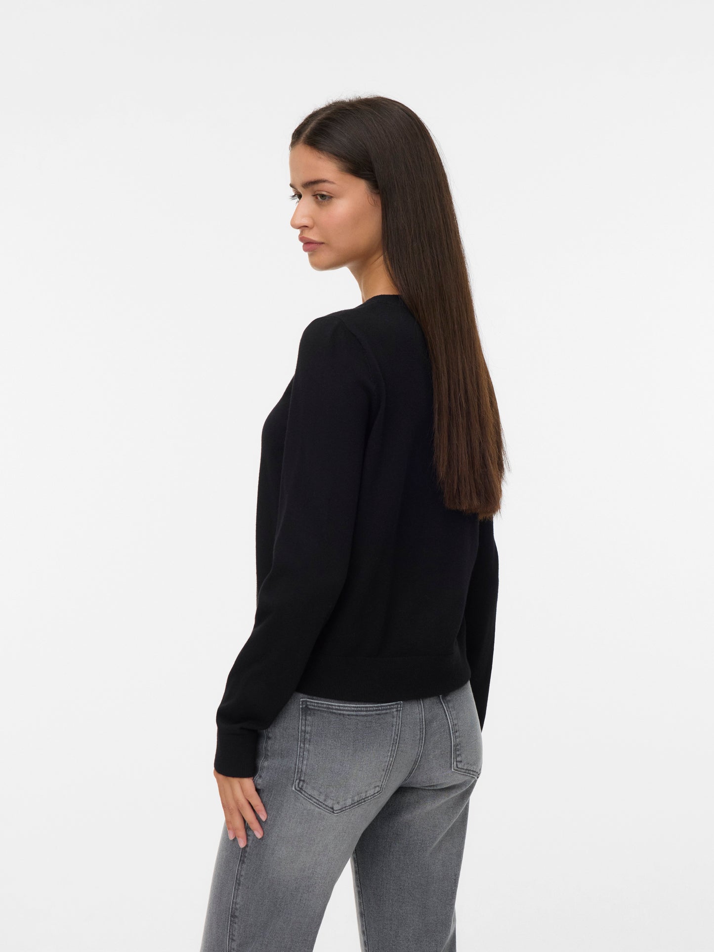 Vmsaba Plain Ls O-neck Cardigan Noos (Black)