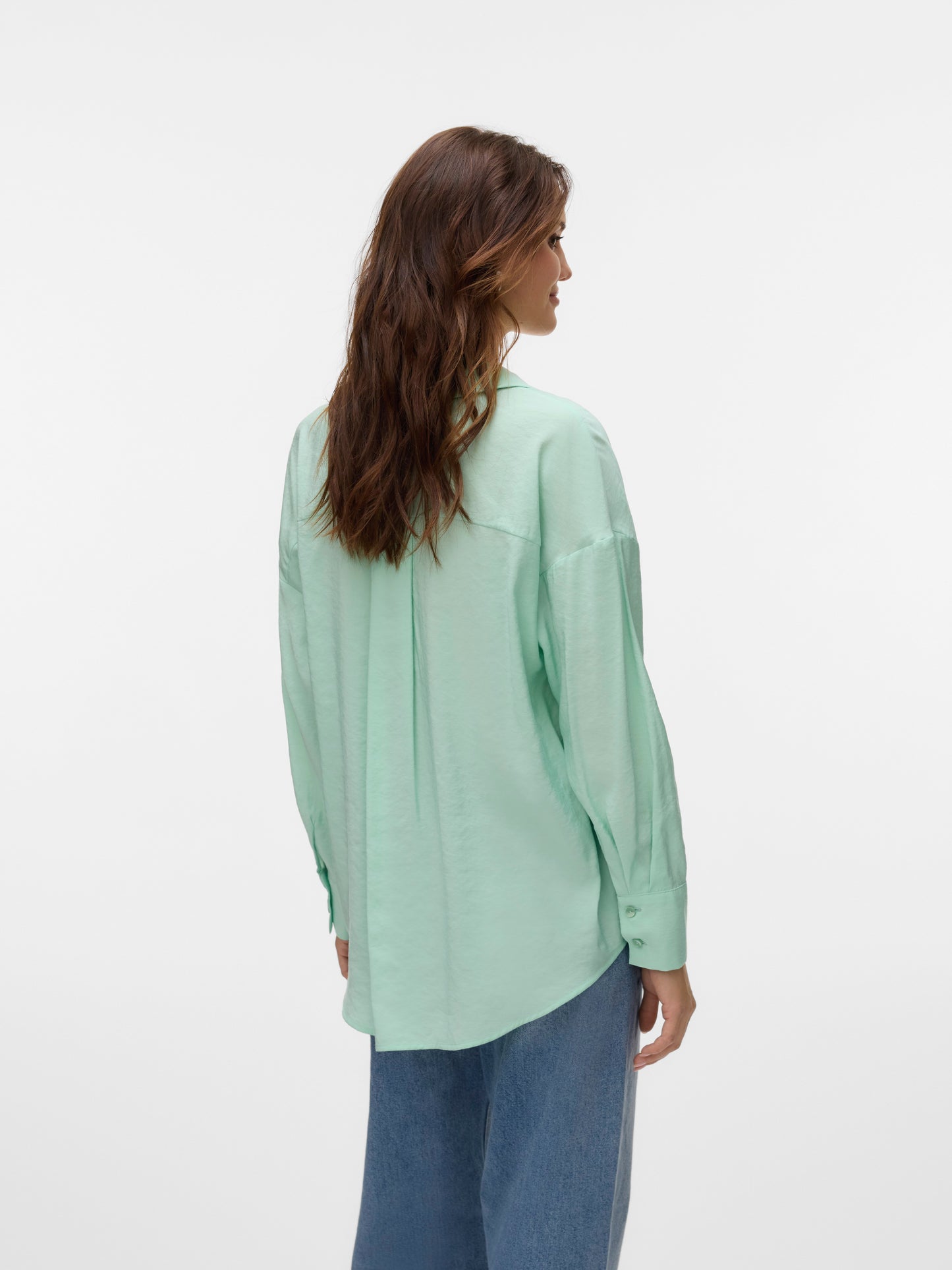 Vmqueeny Ls Oversize Shirt Wvn Ga Noos (Birds Egg Gre)