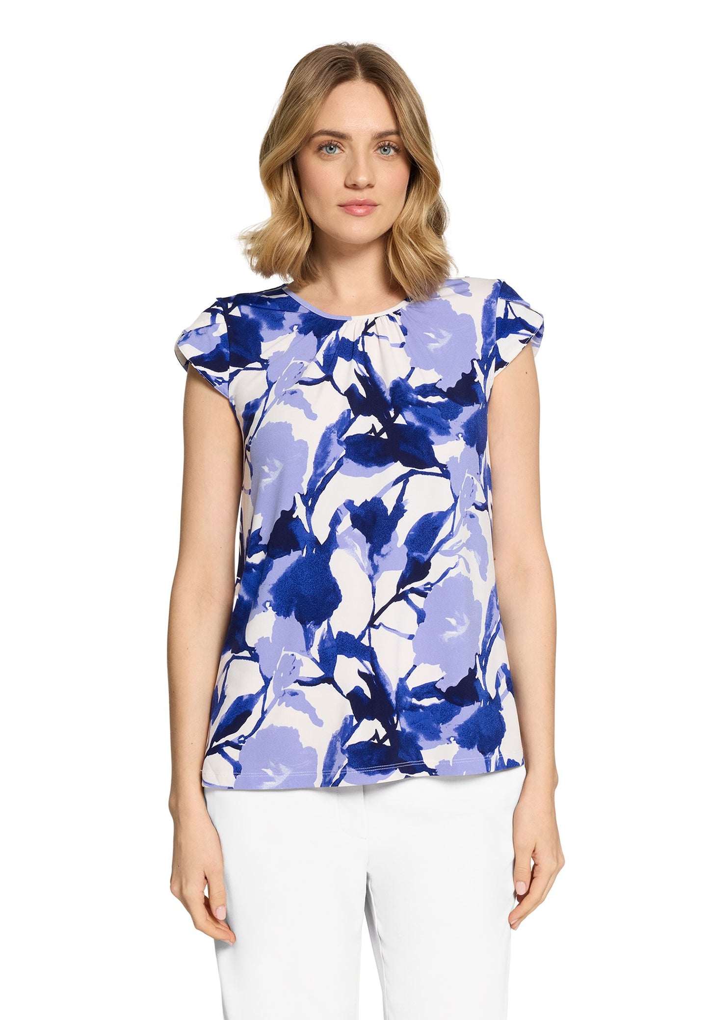 Rundhals-Shirt (Cream/blue)