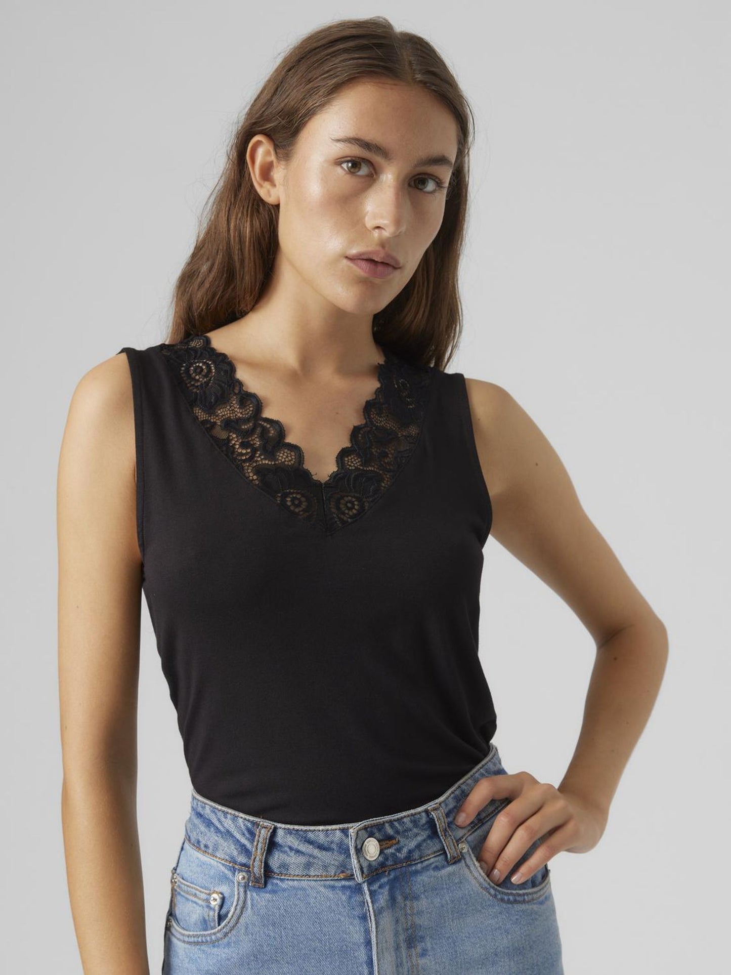Vmrosa Sl V-neck Top Ga Jrs Noos (Black)