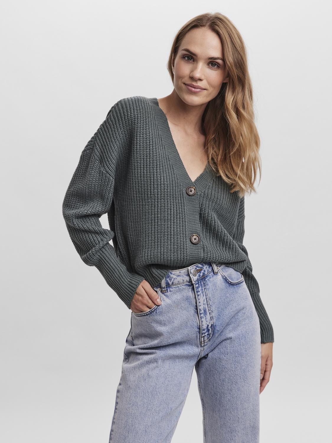 Vmlea Ls V-neck Cuff Cardigan Noos (Balsam Green)