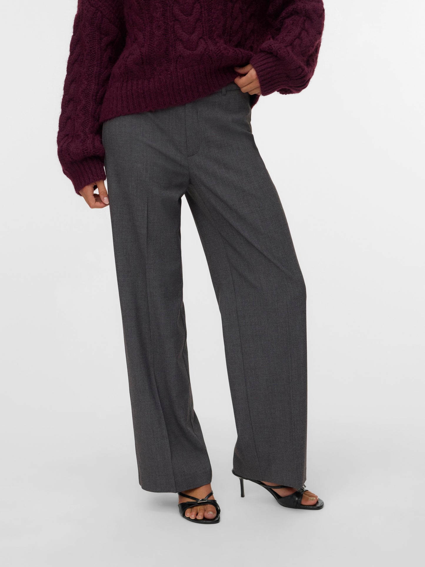 Vmtexas Mw Straight Pant Noos (Dark Grey Mel)