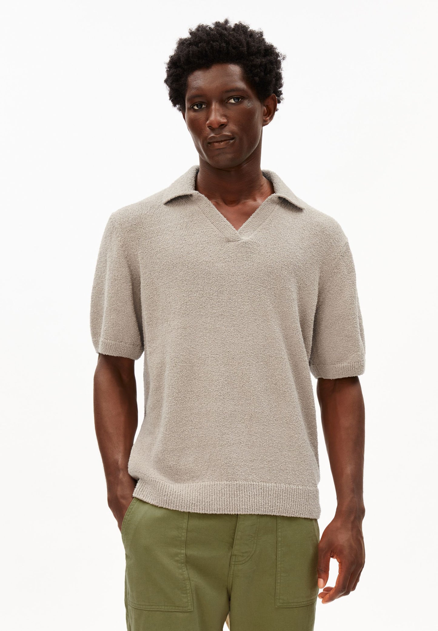 Boucle Knit Poloshirt (Sandstone)
