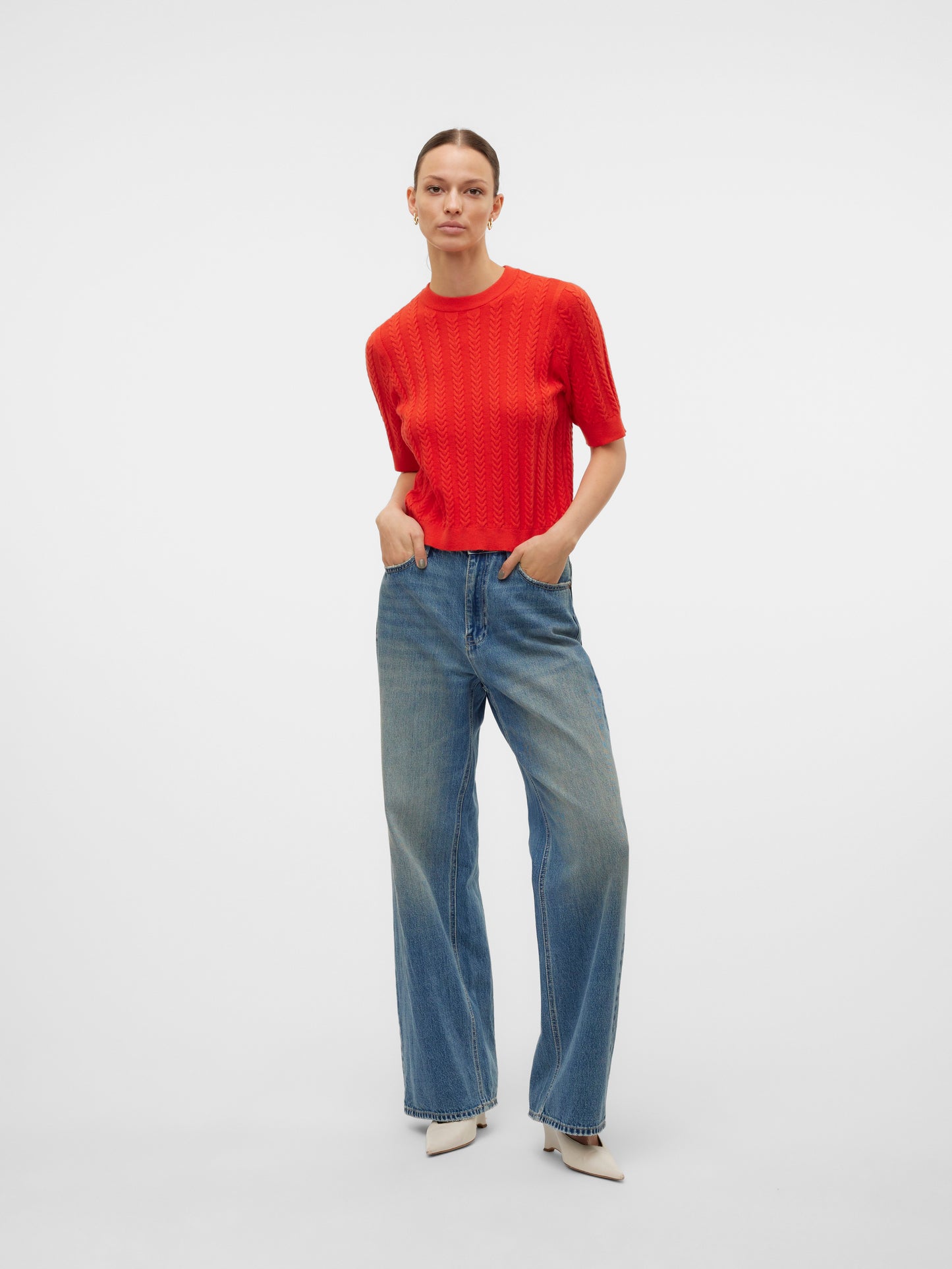 Vmjenny Ss O-neck Pullover Ga Boo (Fiery Red/)
