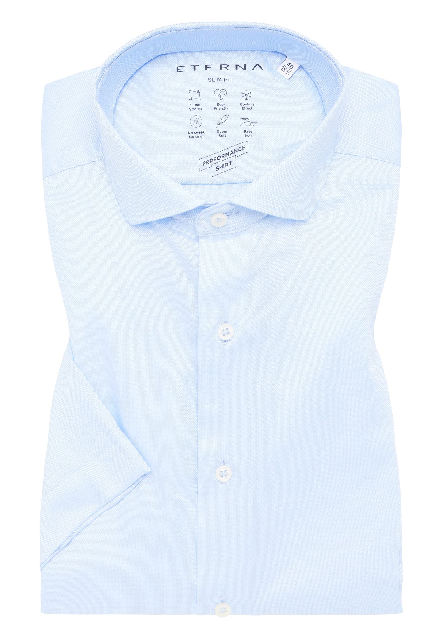 Performance Shirt Natté-Stretch Kurzarm (Mittelblau)