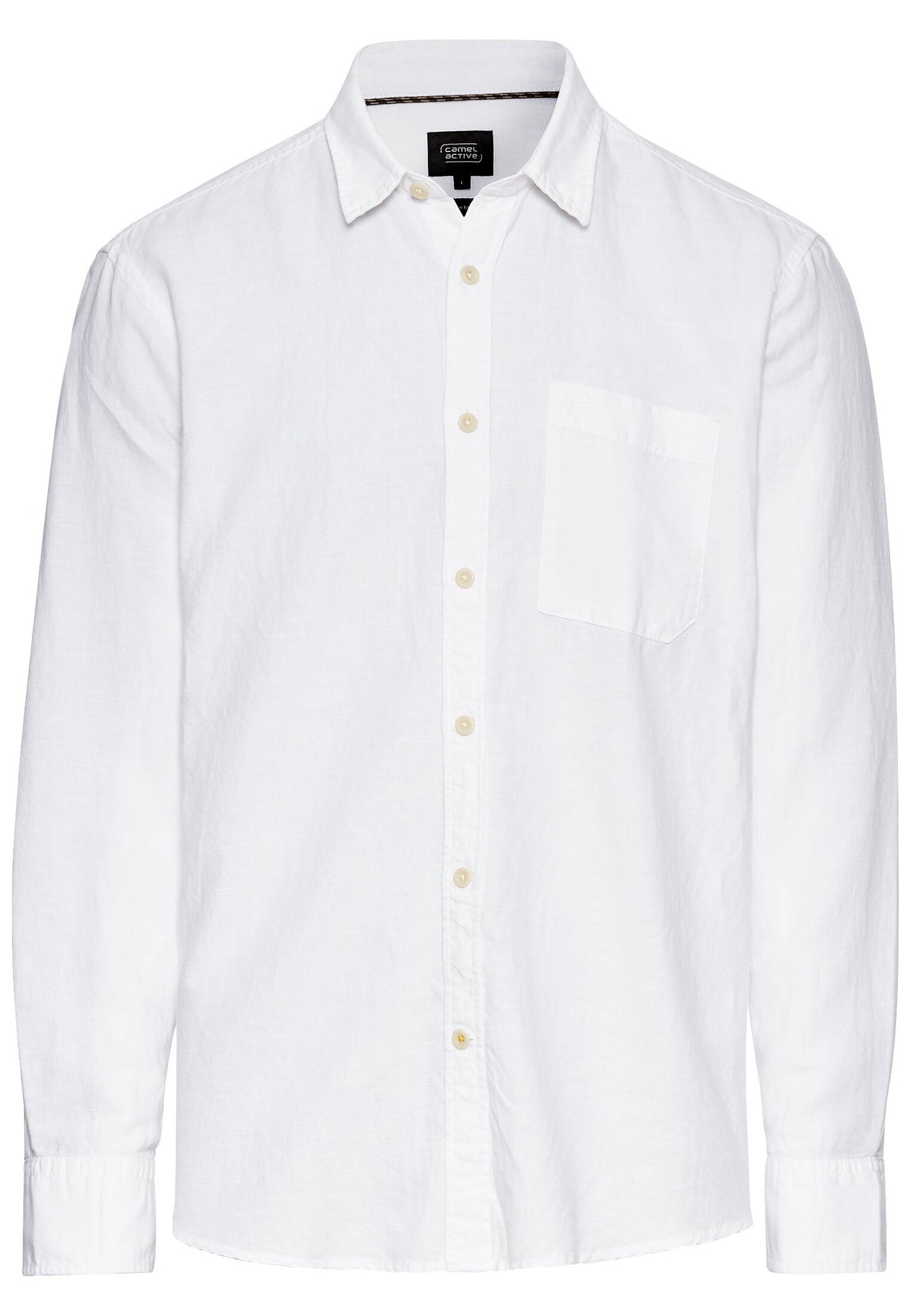 Langarm-Leinenhemd mit Soft-Wash-Veredelung (White)