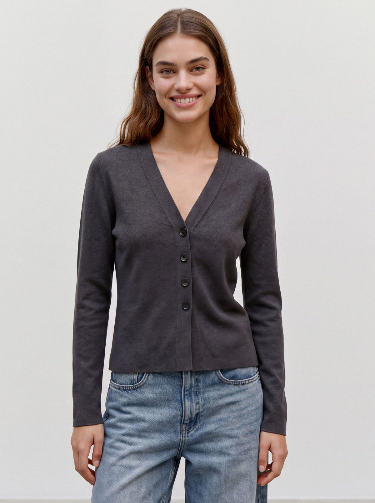 Vmmille Ls V-neck Cardigan Noos (Dark Grey Mel)