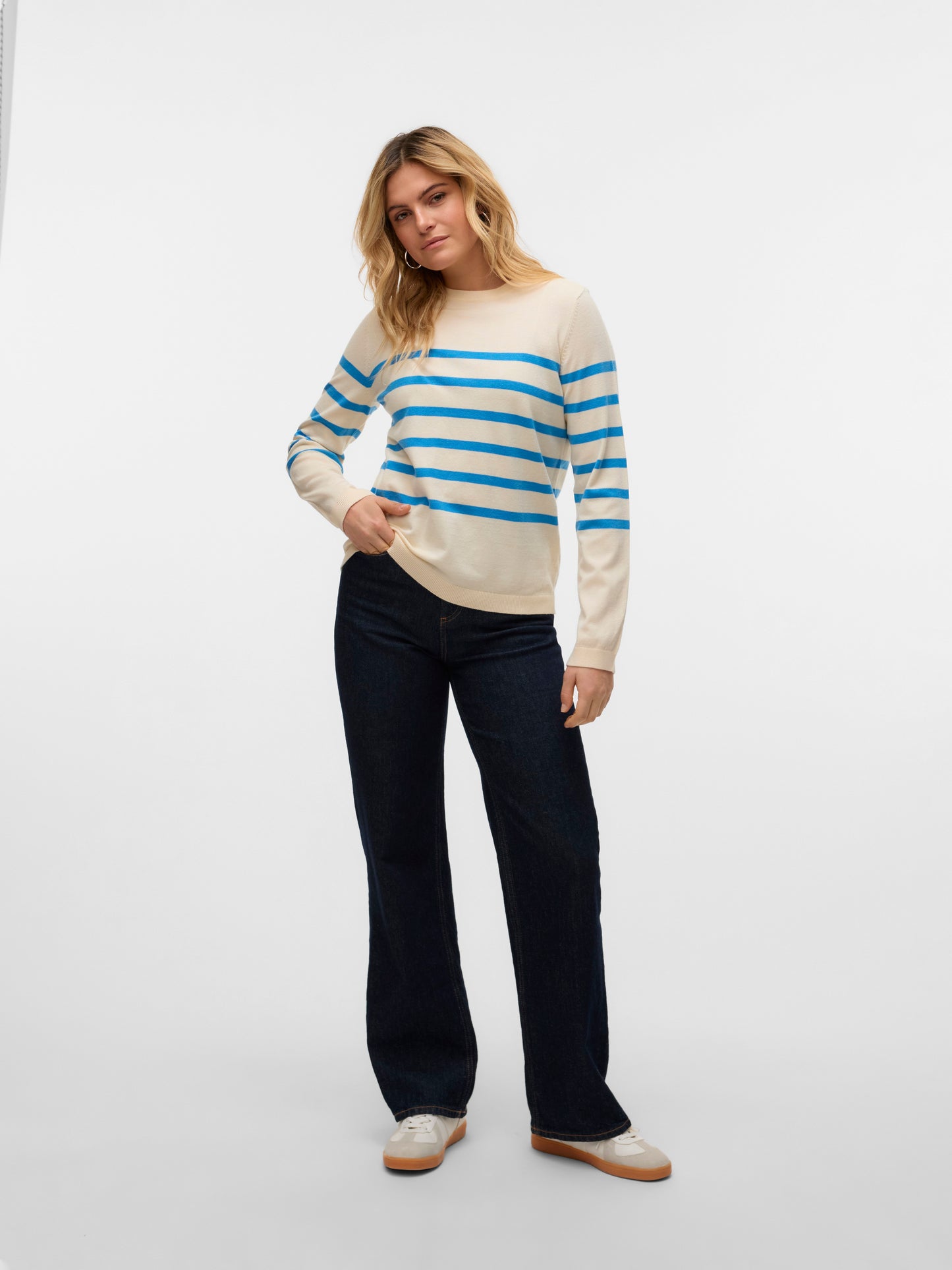 Vmsaba Plain Ls O-neck Pullover Ga Noos (Birch/azur)