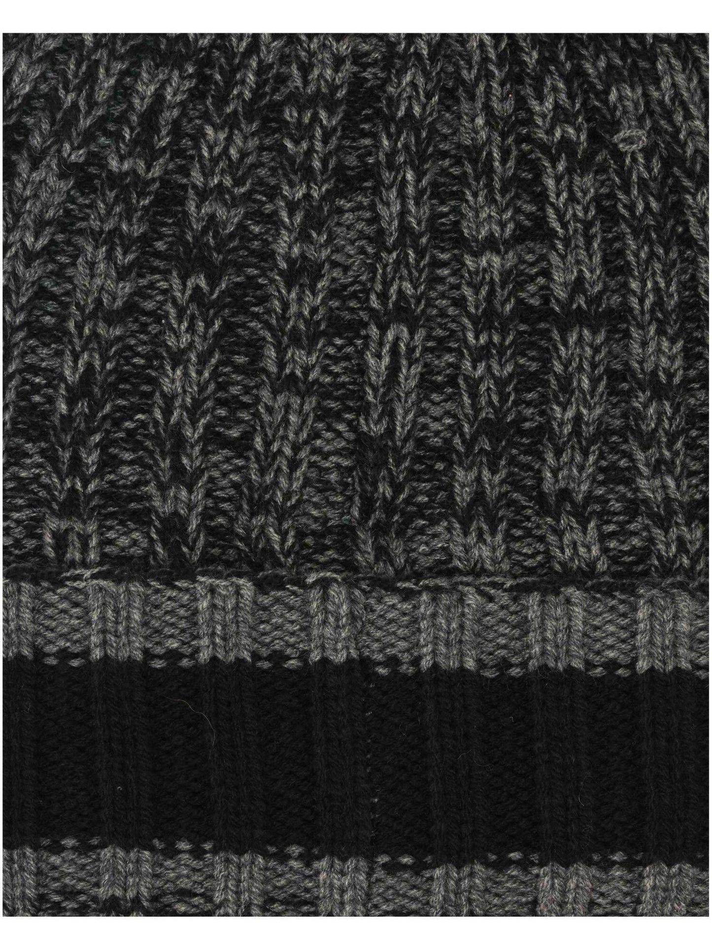 Polyacryl Kopfbedeckung Melierte bugatti Beanie mit farblich abgesetzem Umschlag (Black)