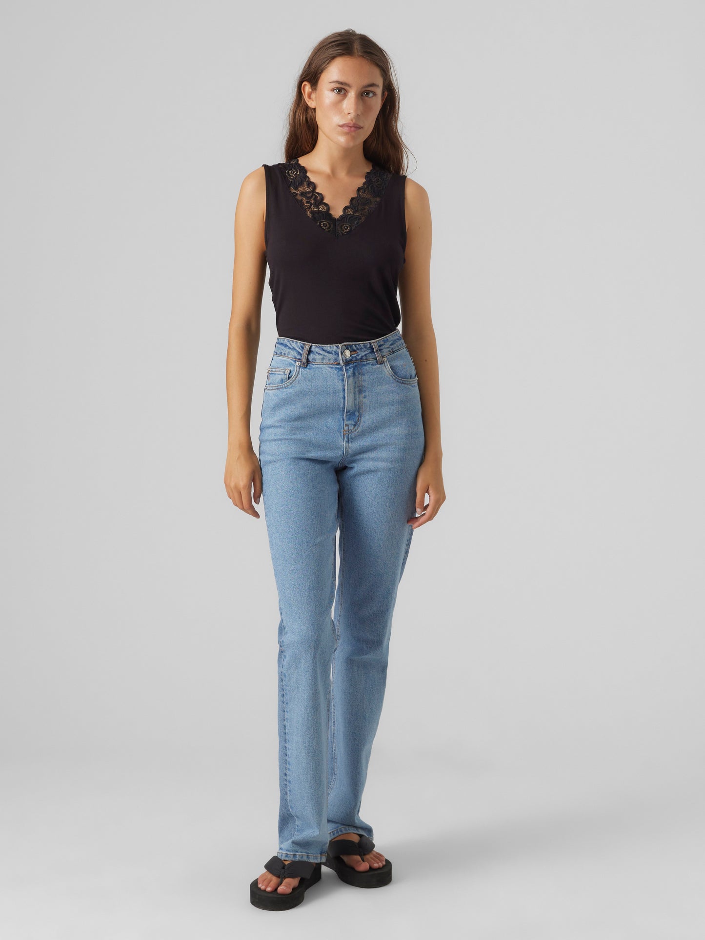 Vmrosa Sl V-neck Top Jrs Noos (Black)