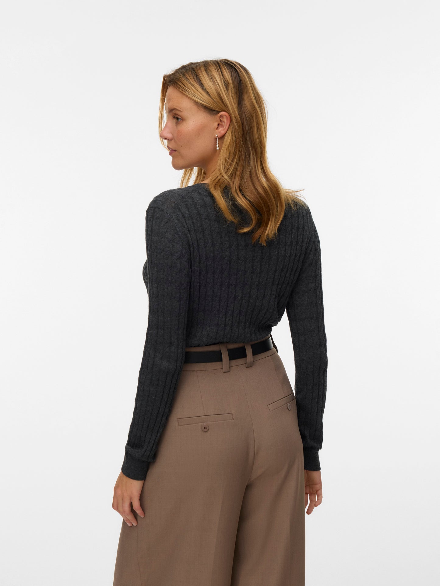 Vmflo Ls O-neck Pullover Boo (Dark Grey Mel)