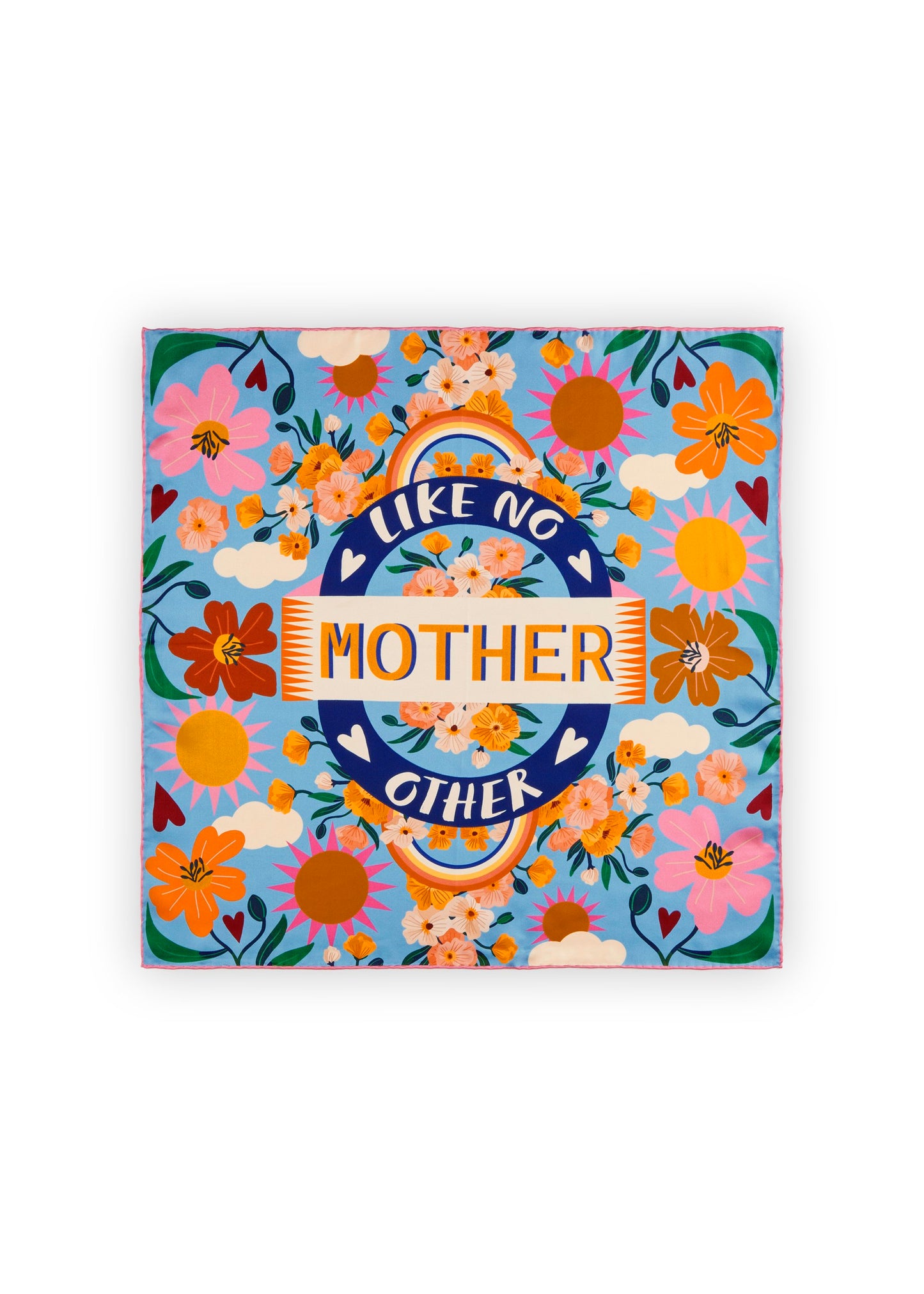 Premium Nickituch aus reiner Seide mit Love-Mom-Quote (Blu1 Blau)
