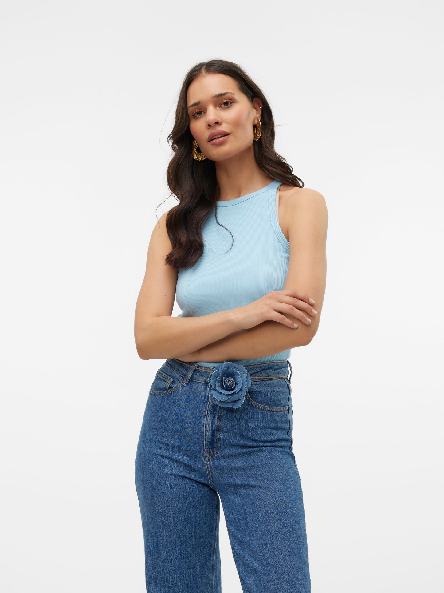 Vmchloe Short Tank Top Ga Jrs Noos (Cool Blue)