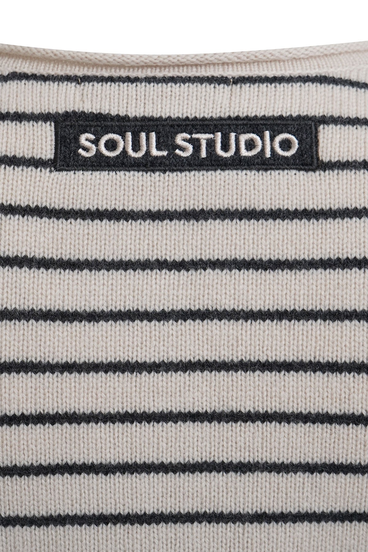 Striped Round Neck Cardigan (Anthracite Mel.)