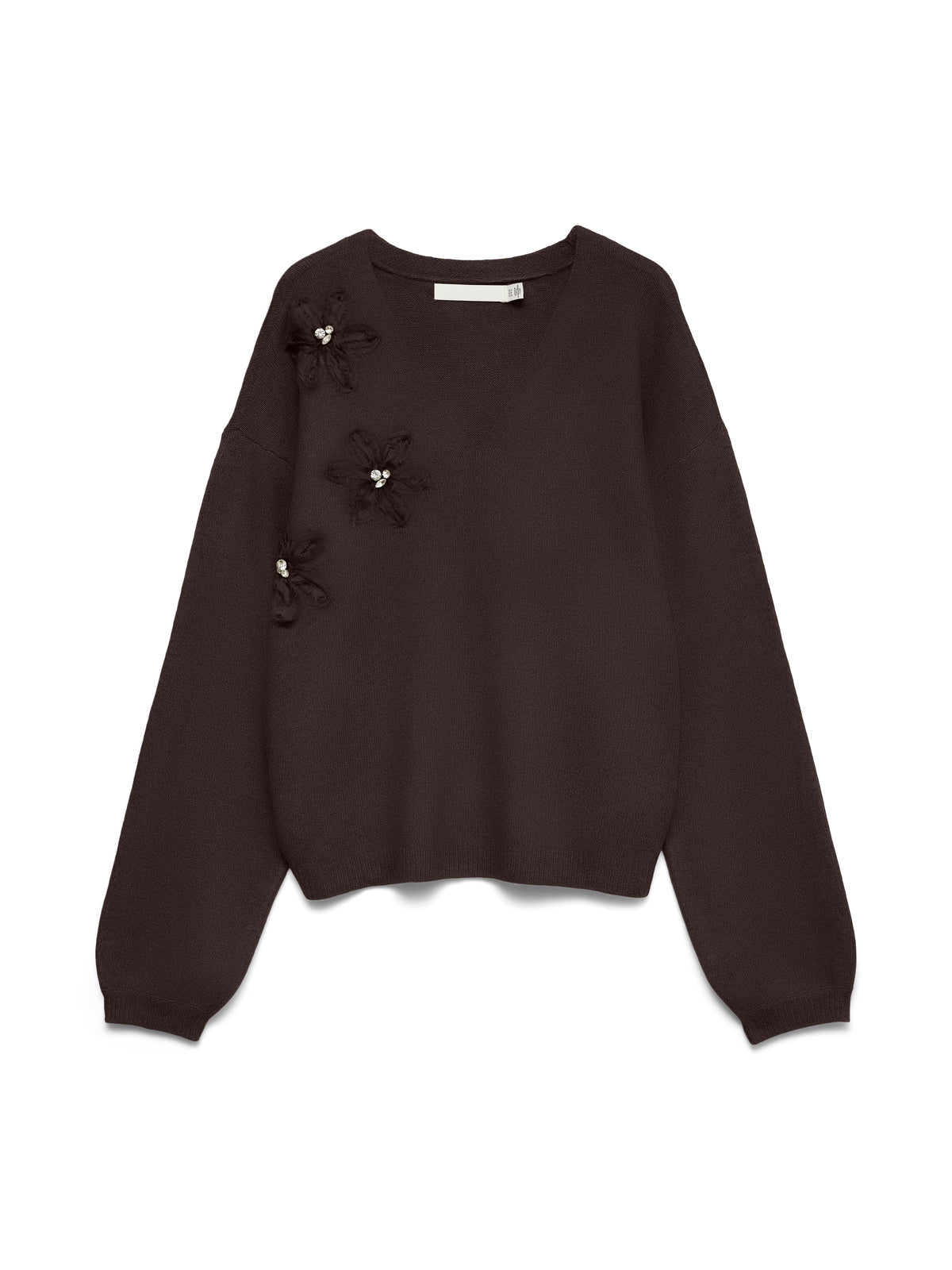 Vmsmeralda Ls V-neck Pullover Prm (Chocolate)