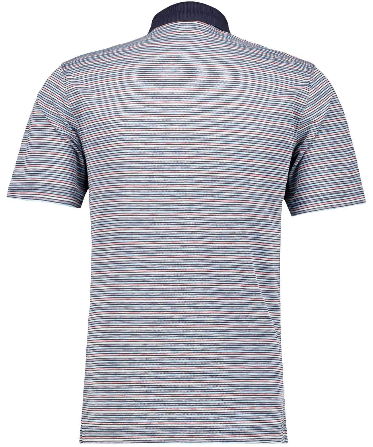 Softknit-Polo gestreift, kurzarm (Blau Mel)