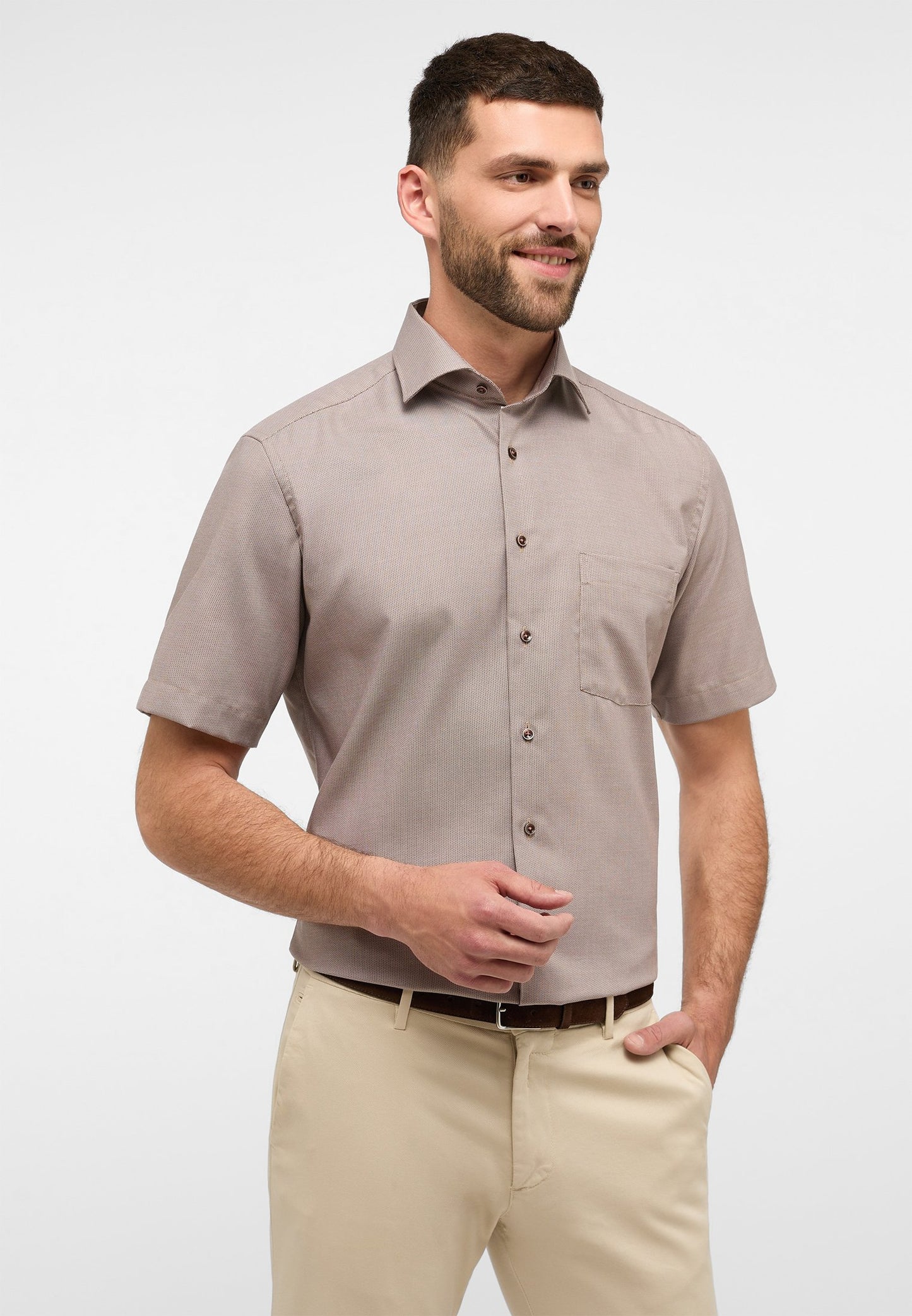 Hemd Kurzarm (Beige-braun)