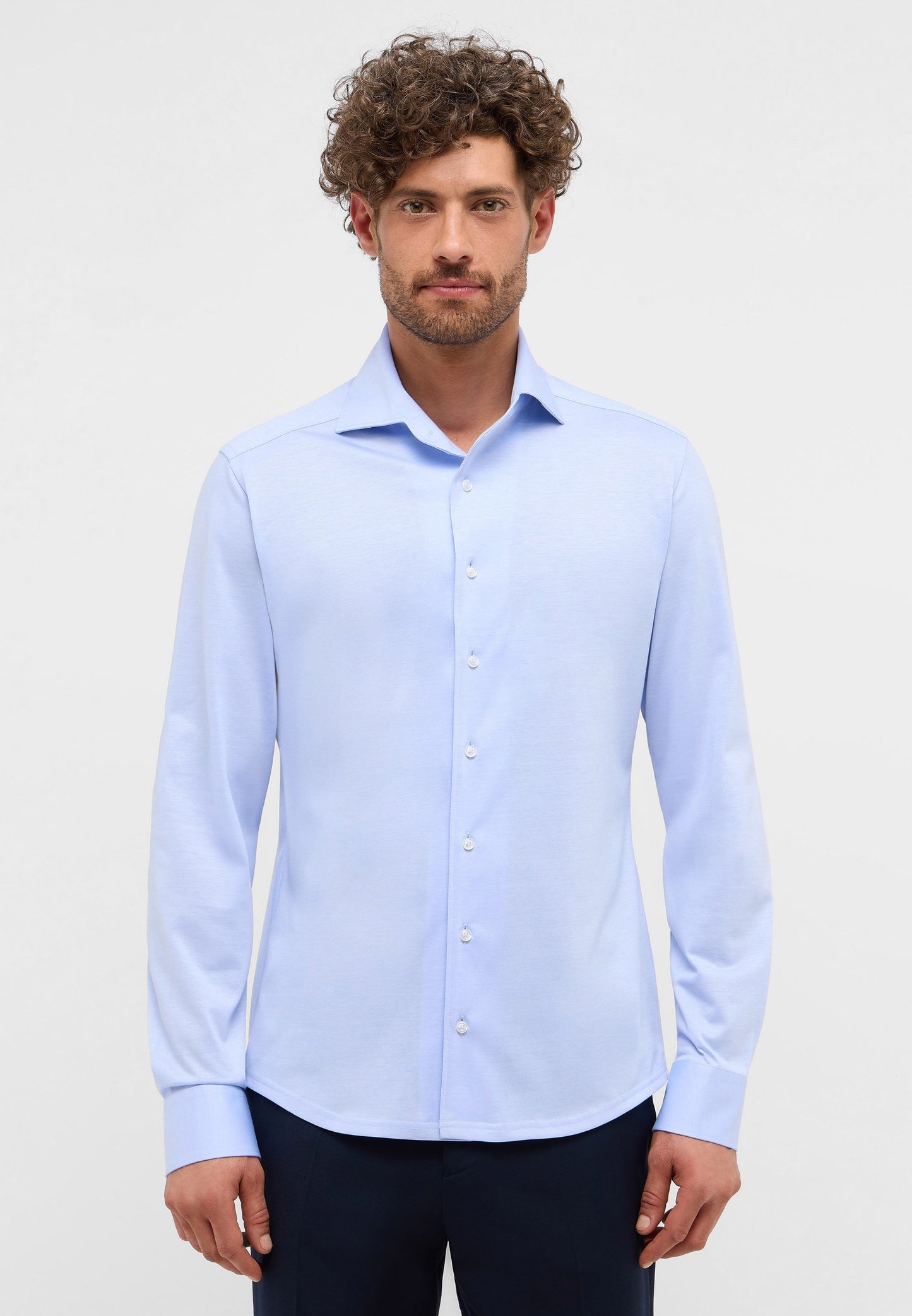 Hemd Single-Jersey Langarm (Himmelblau)