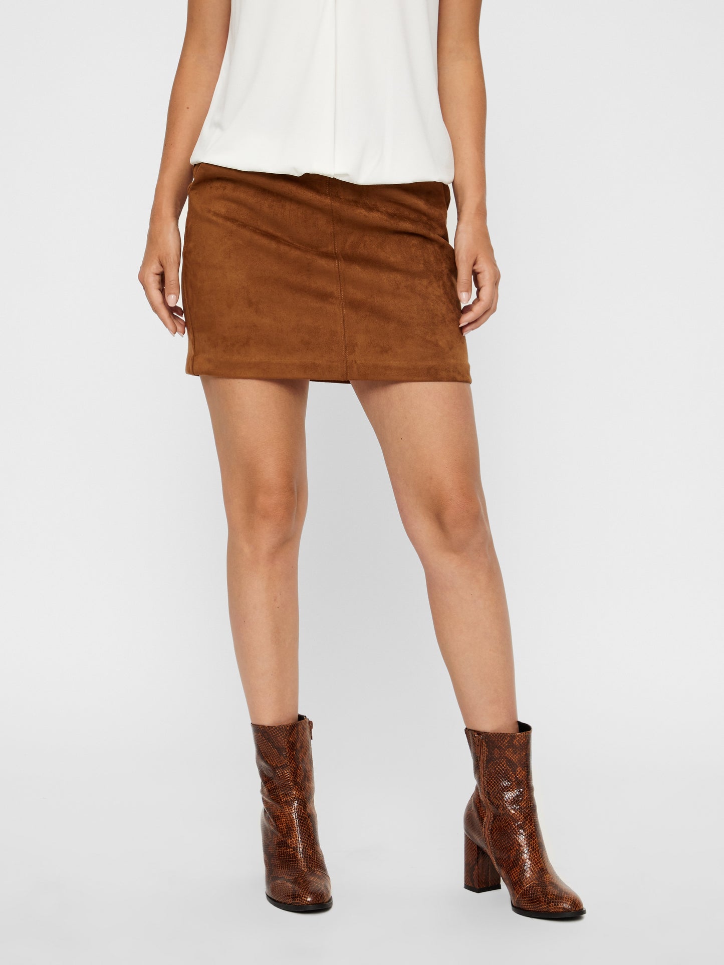 Vmdonnadina Fauxsuede Short Skirt Noos (Cognac)