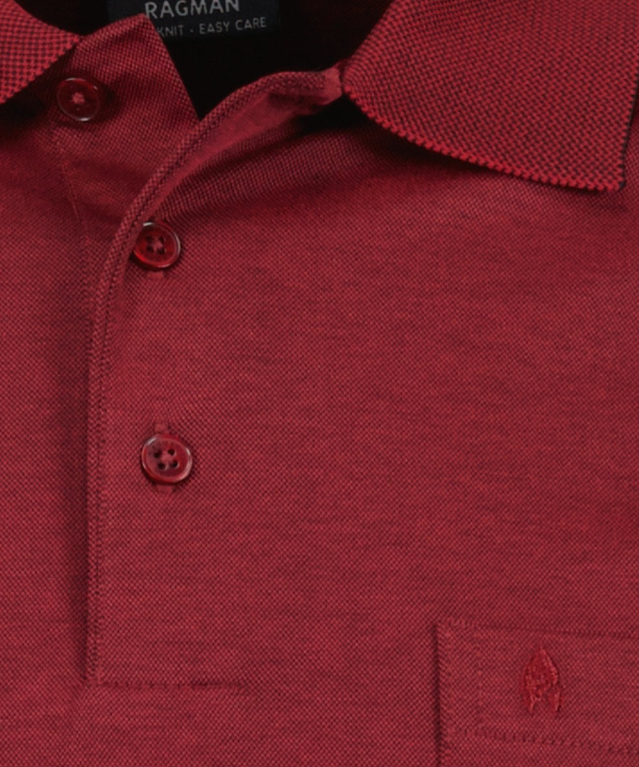 Softknit-Polo mit Brusttasche, Langarm (Rot)