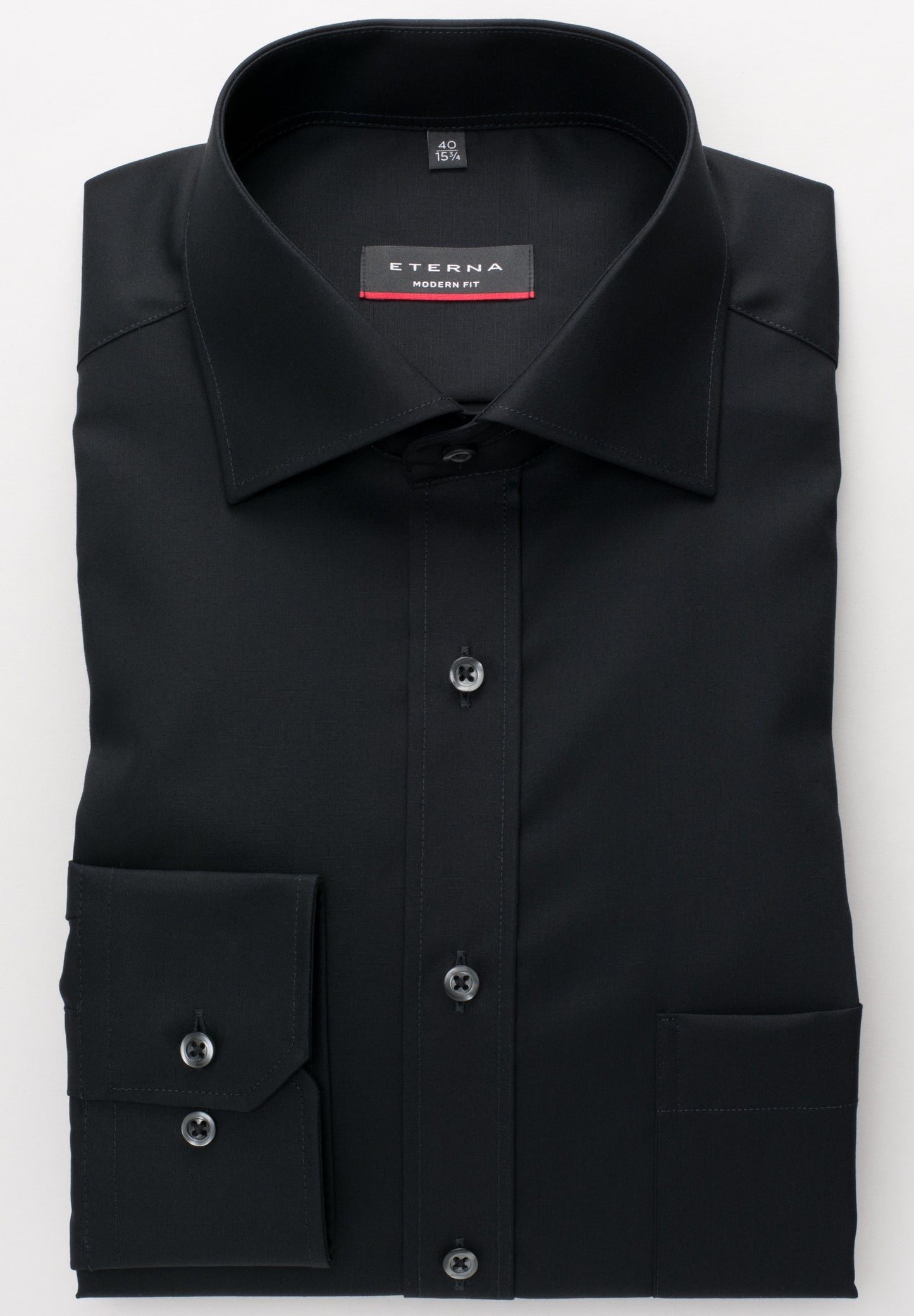 ETERNA unifarbenes Popeline-Hemd MODERN FIT (Schwarz)