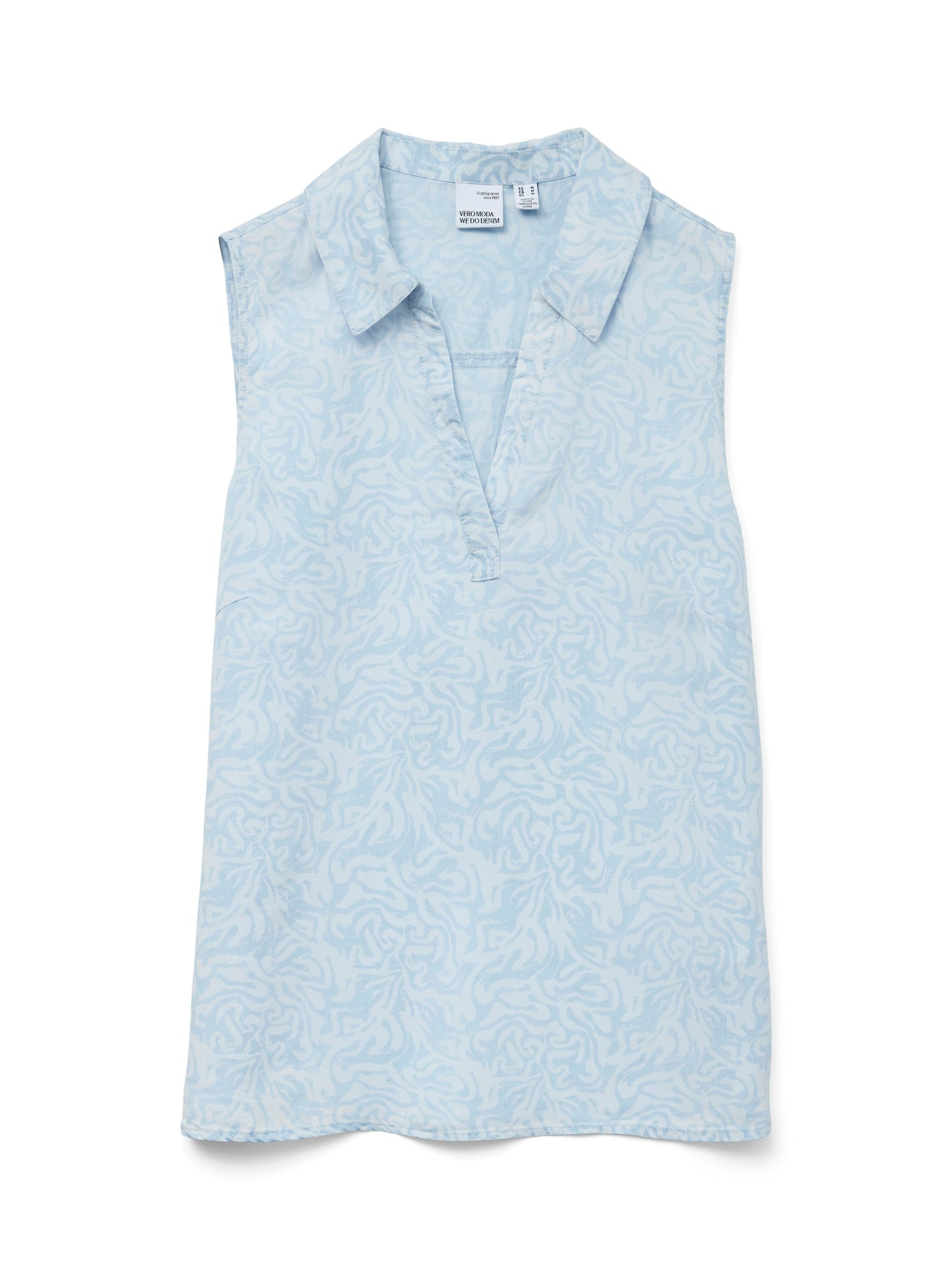 Vmharper Sl Collar Short Tencel Top Ga (Light Blue)