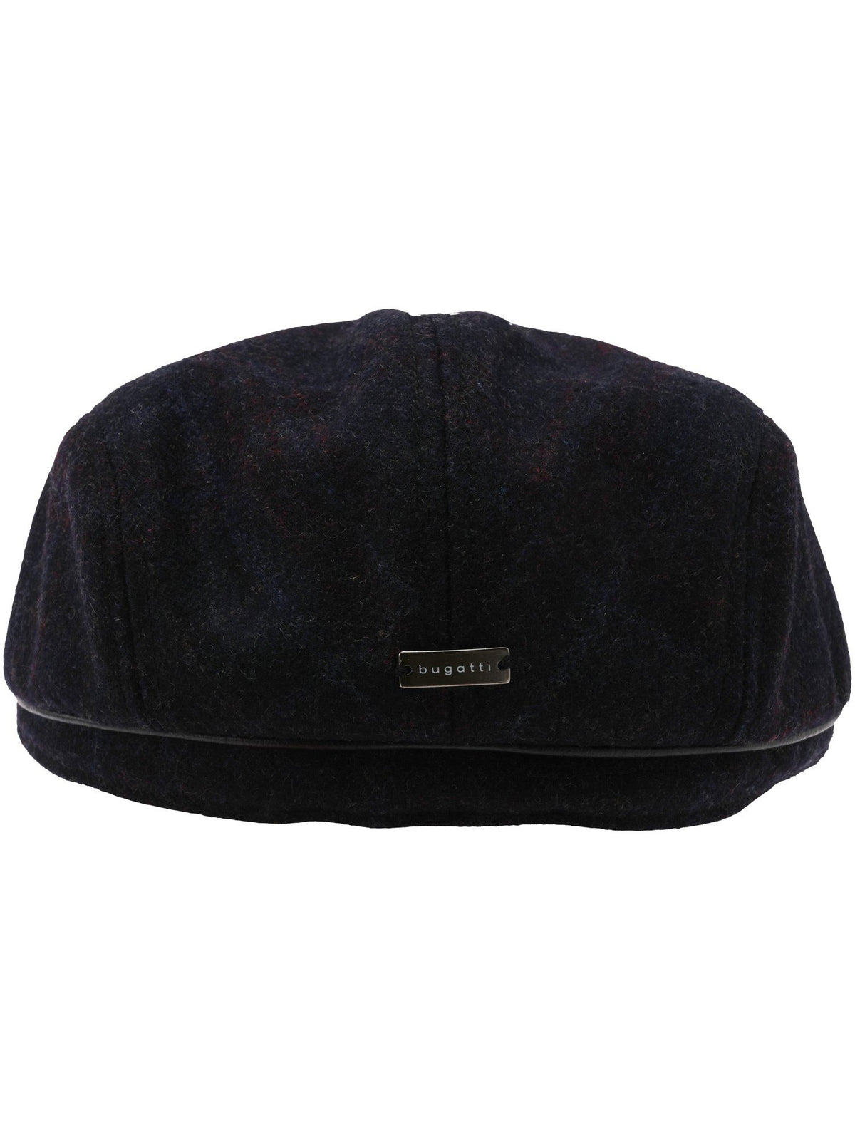 Schurwolle Kopfbedeckung Winddichte bugatti Flatcap mit Karo-Design und Ohrenklappen (Black)