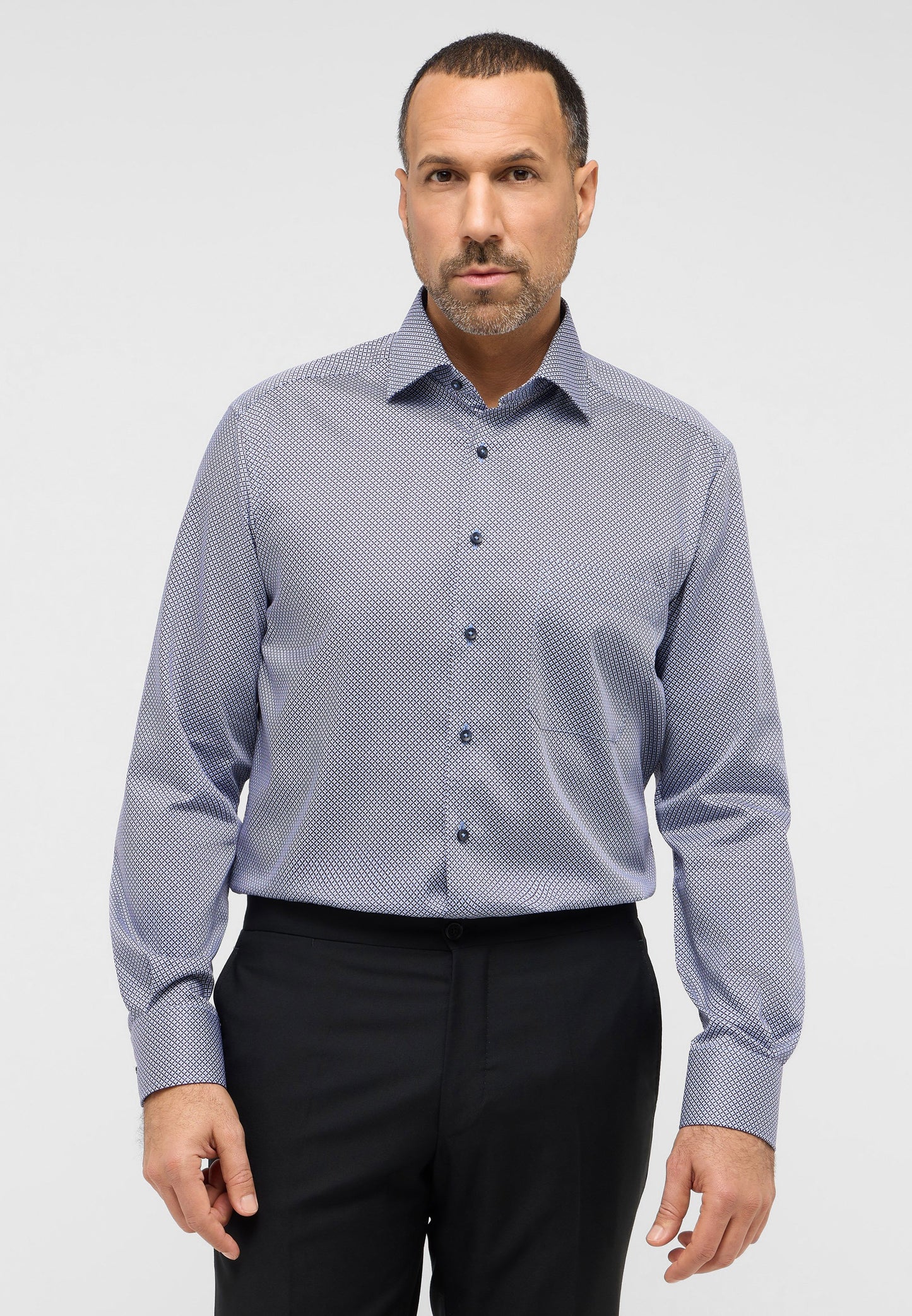 Hemd Twill Langarm (Mittelblau)