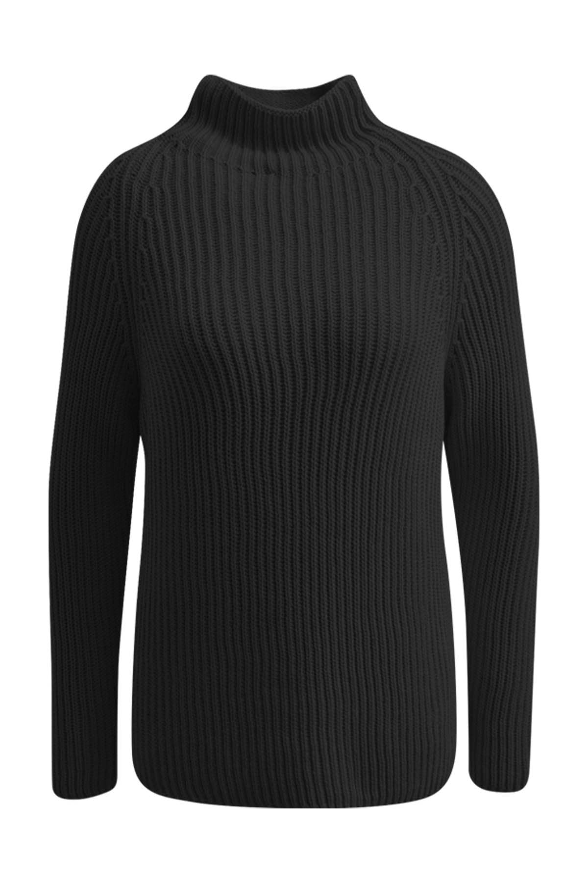 High Collar Rib Pullover (Black)