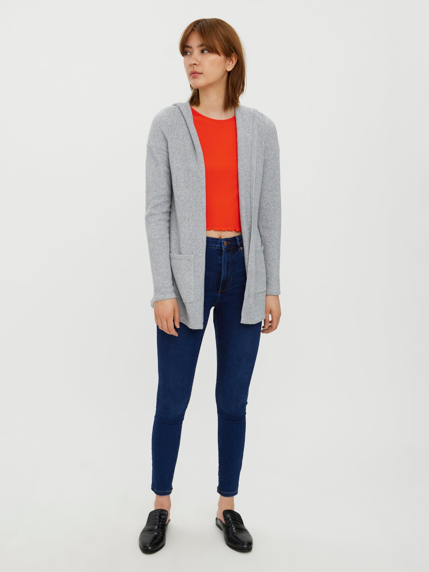 Vmdoffy Ls Open Hood Cardigan Ga Noos (Light Grey Me)