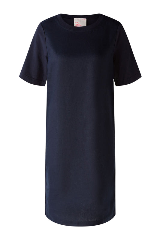 Kleid Leinen-Baumwollpatch (Darkblue)