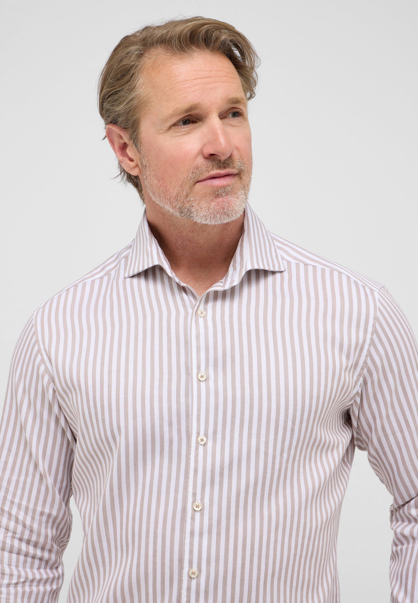 Linen Shirt Twill Langarm (Beige-braun)