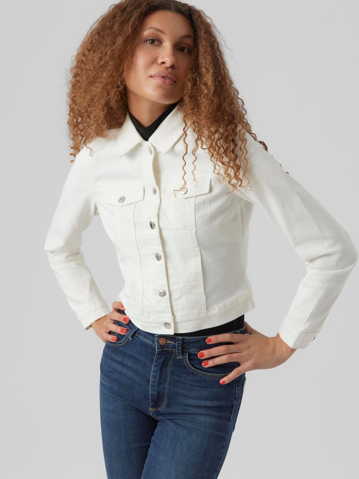 Vmluna Ls Slim Dnm Jacket Mix Ga Noos (Cloud Dancer)
