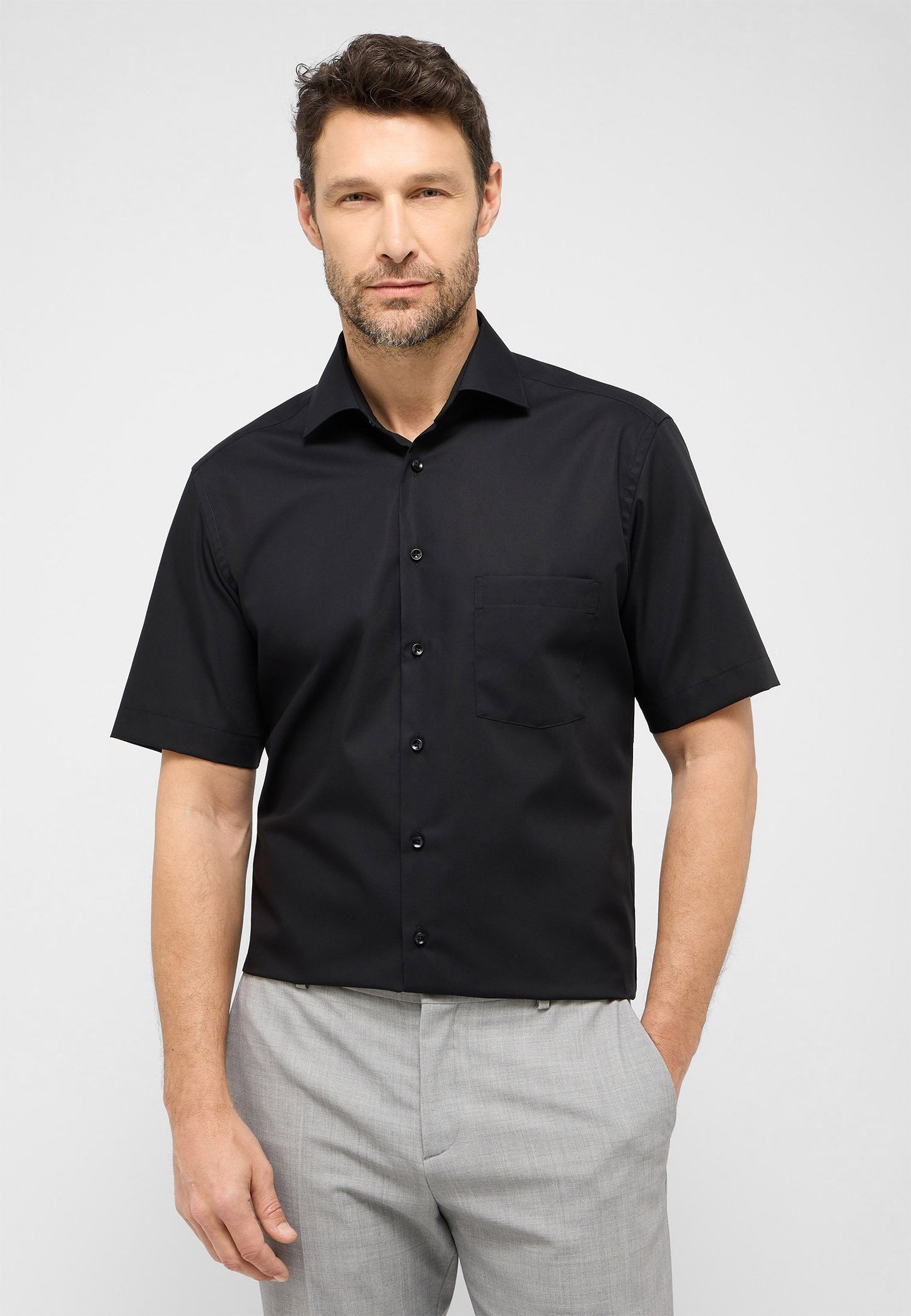 Original Shirt Popeline Kurzarm (Schwarz)