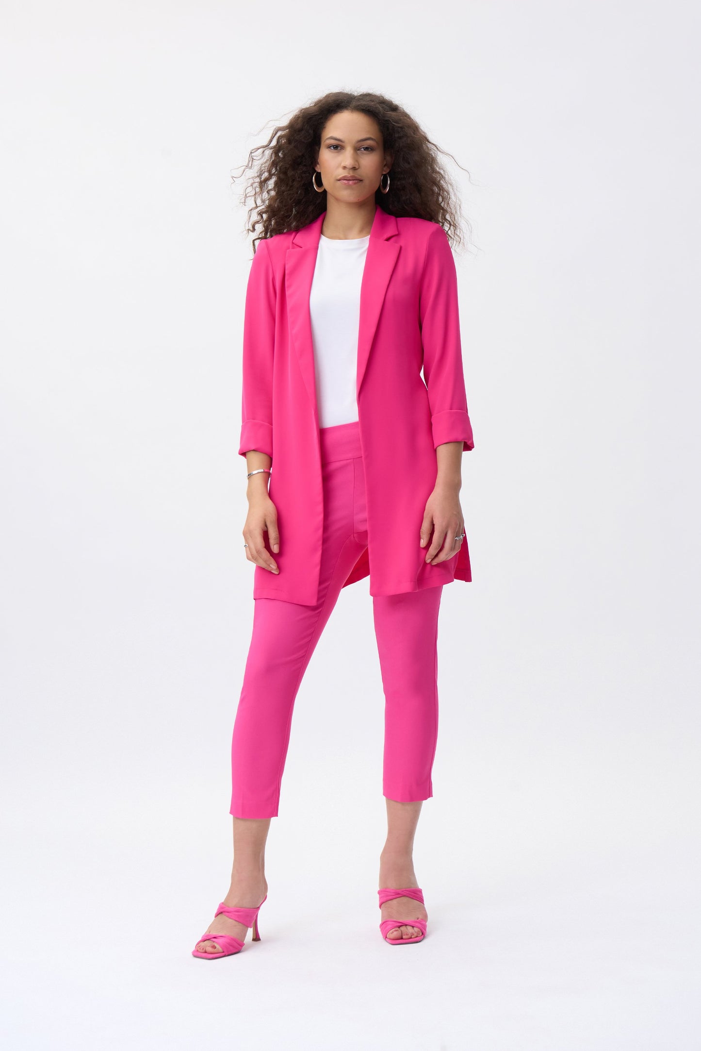 Langer fließender Blazer aus Twill (Pink)