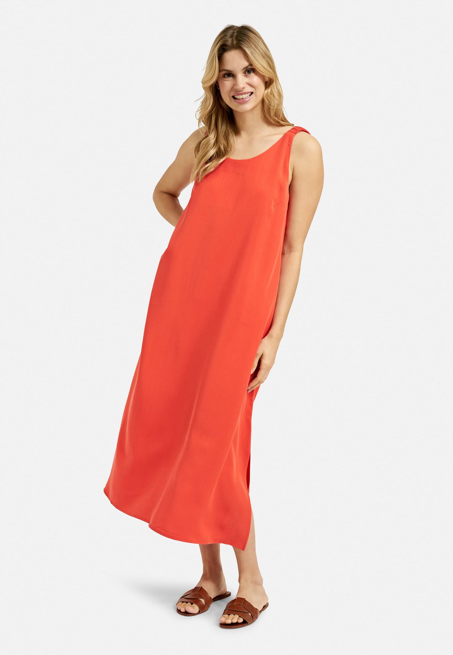 Gathered Strap Dress (Chili)