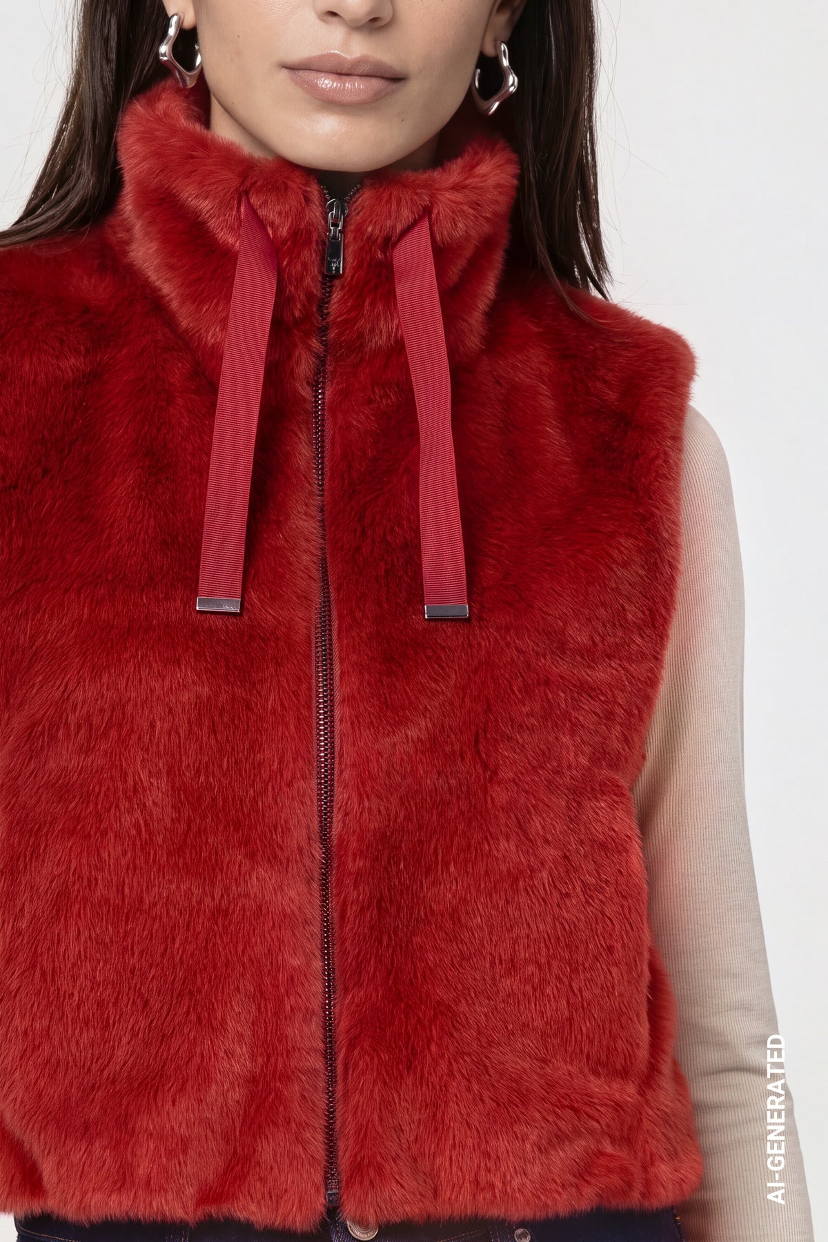 Weste aus Kunstpelz (Autumn Red)
