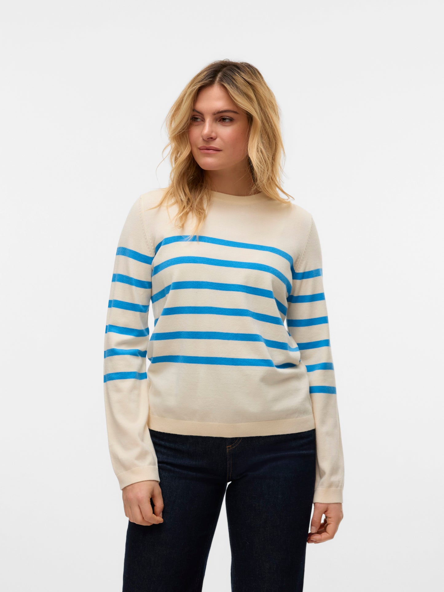 Vmsaba Plain Ls O-neck Pullover Ga Noos (Birch/azur)